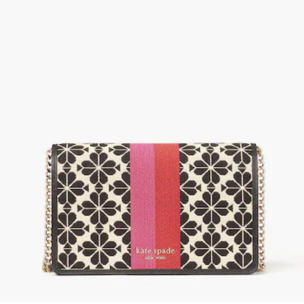 Kate Spade Flower Jacquard Stripe Chain Wallet